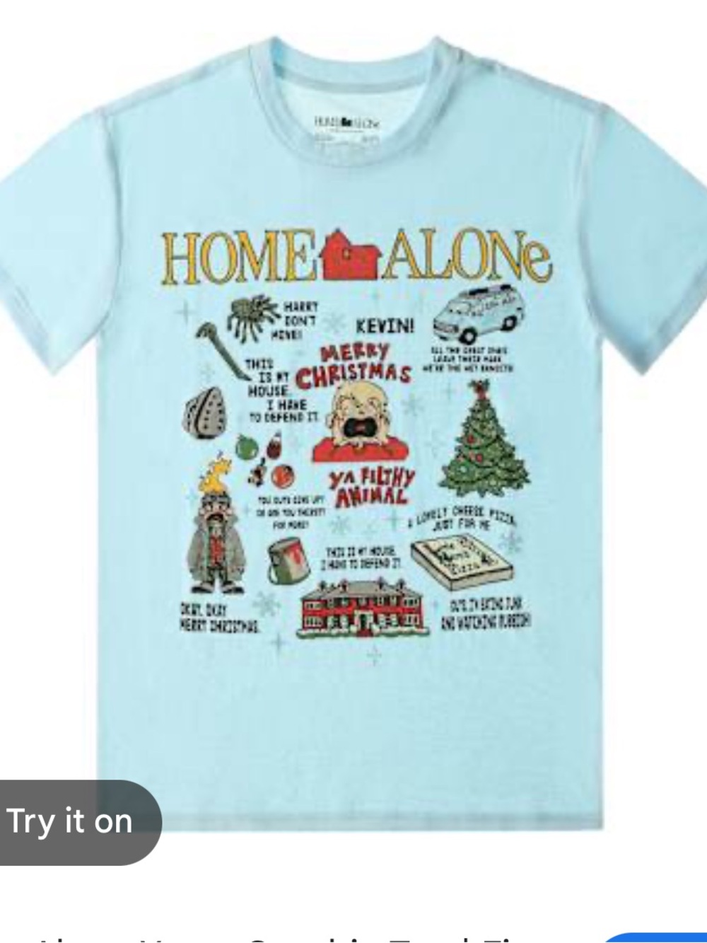 Mens Home Alone Short Sleeve Tee Size XL